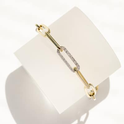 Kobelli 1.5 Carat Lab Grown Diamond 14k Solid Gold Paperclip Chain Gilda Bracelet (DEF/VS)