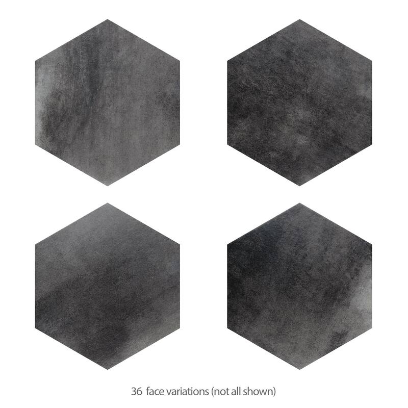 Merola Tile Industrial Hex Black 8-1/2" x 9-7/8" Porcelain Floor and Wall Tile
