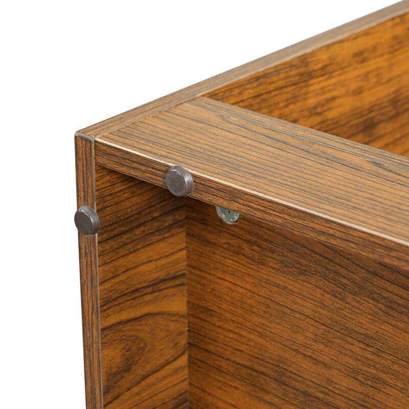 Anmytek 2-in-1 Bookshelf Cat Tree with Cat Holes and Shelves Walnut Mid-Century Pet Furniture