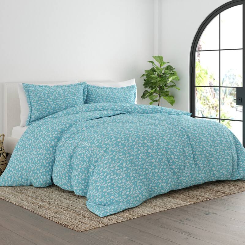 Becky Cameron Oversized Wheat Pattern 3-piece Duvet Set - Pale Blue - King - Cal King