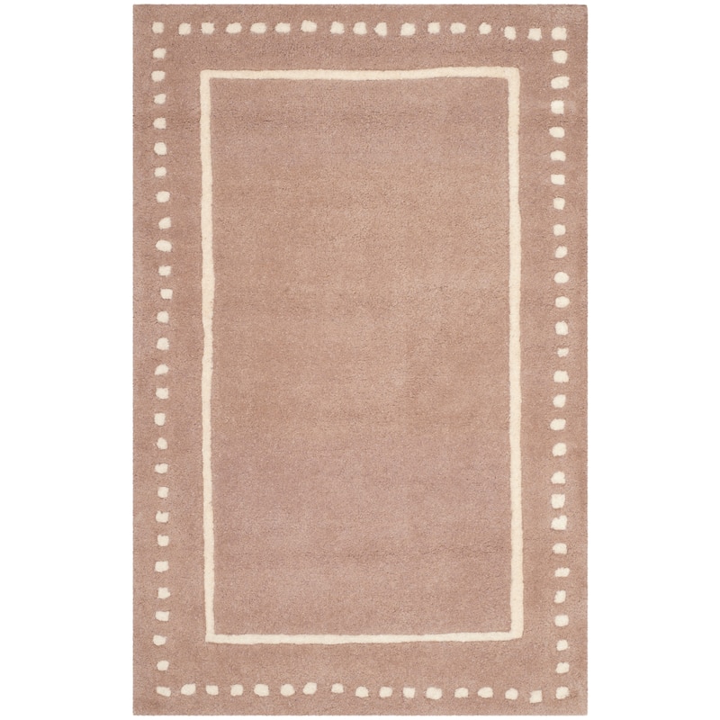 SAFAVIEH Handmade Bella Alverta Dotted Border Wool Rug - 2'6" x 4' - Beige/Ivory