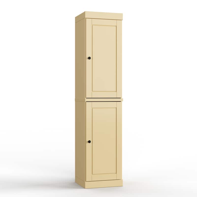 100% Solid Wood Tall Freestanding Bathroom Linen Cabinet with Doors, Adjustable Shelves, Modular Storage, 16.5" W x 71.5" H