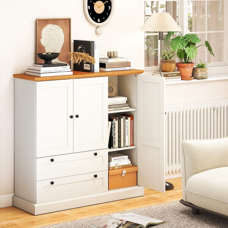 Gymax Sideboard Buffet Cabinet Kitchen Pantry Hutch Storage Cabinet