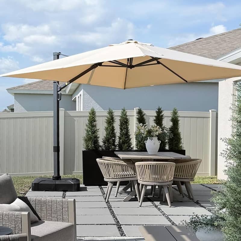 PURPLE LEAF Sturdy Heavy-duty Patio Cantilever Offset Umbrella with 360-degree Rotation
