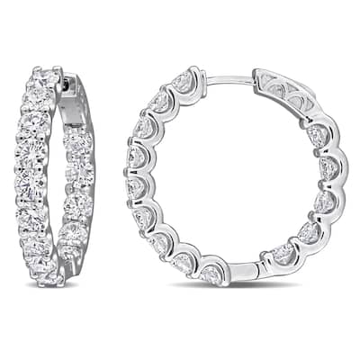 7ct TW Lab-Grown Diamond Inside Outside Hoop Earrings in 14k White Gold