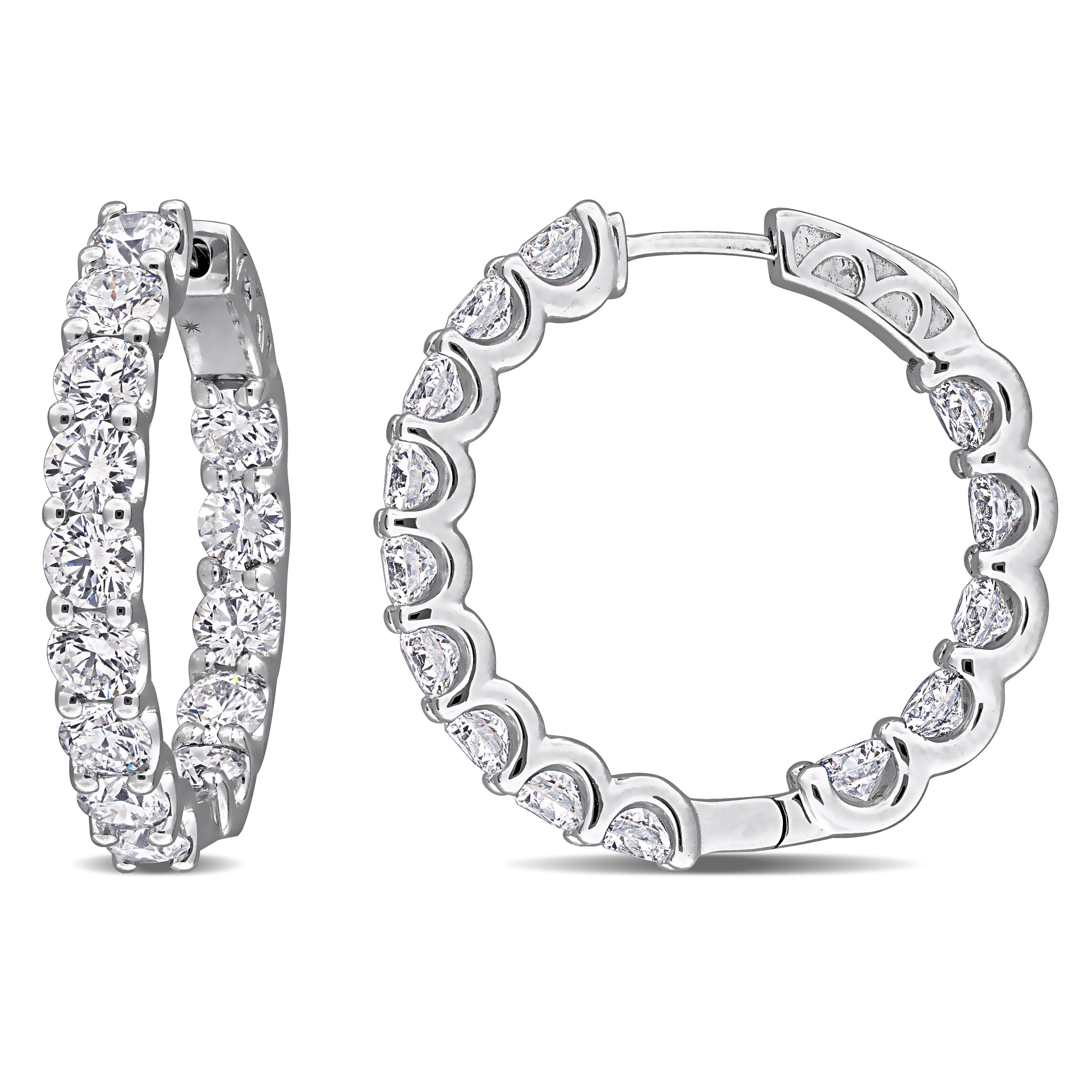 Miadora 7ct TW Lab-Grown Diamond Inside Outside Hoop Earrings 14k White Gold