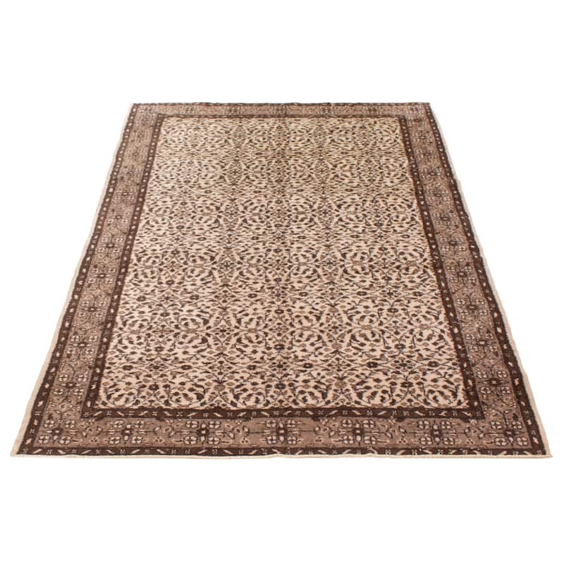 ECARPETGALLERY Hand-knotted Melis Vintage Cream Wool Rug - 5'9 x 9'4