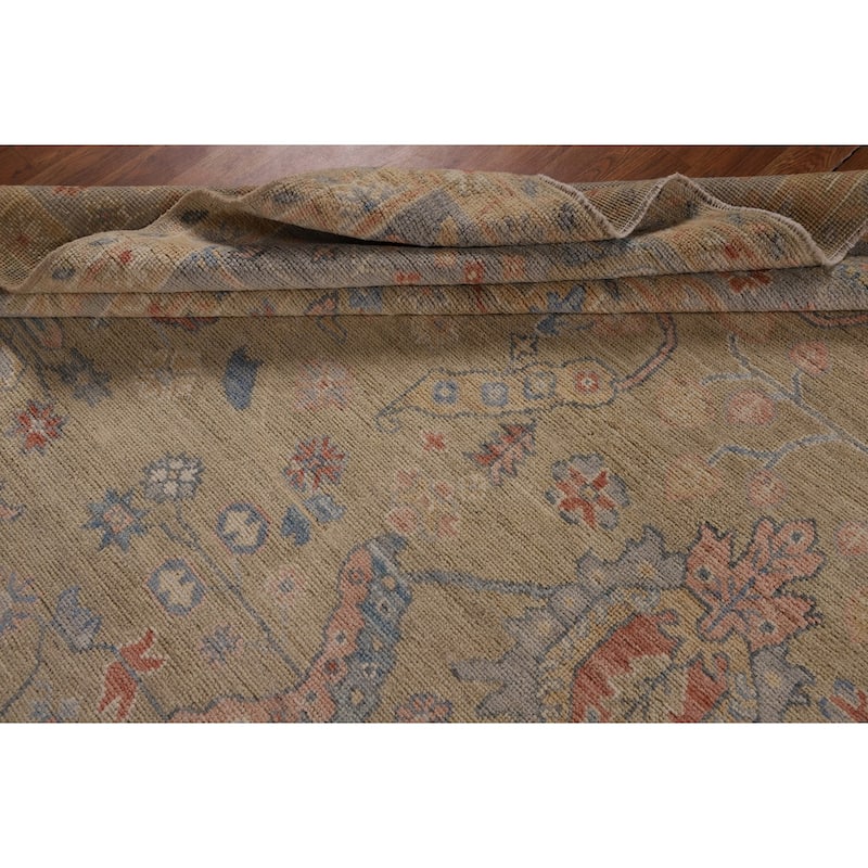 Vegetable Dye Oushak Oriental Large Area Rug Hand-Knotted Wool Carpet - 9'11"x 14'3"
