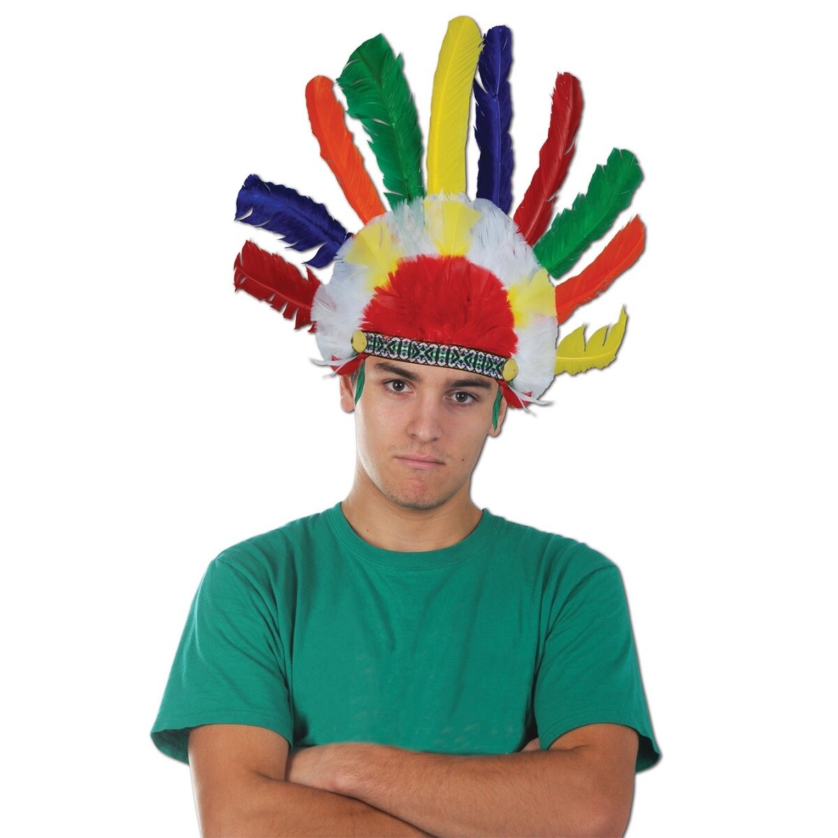 Shop Club Pack Of 12 Bright Colored Feathered Indian Headdress