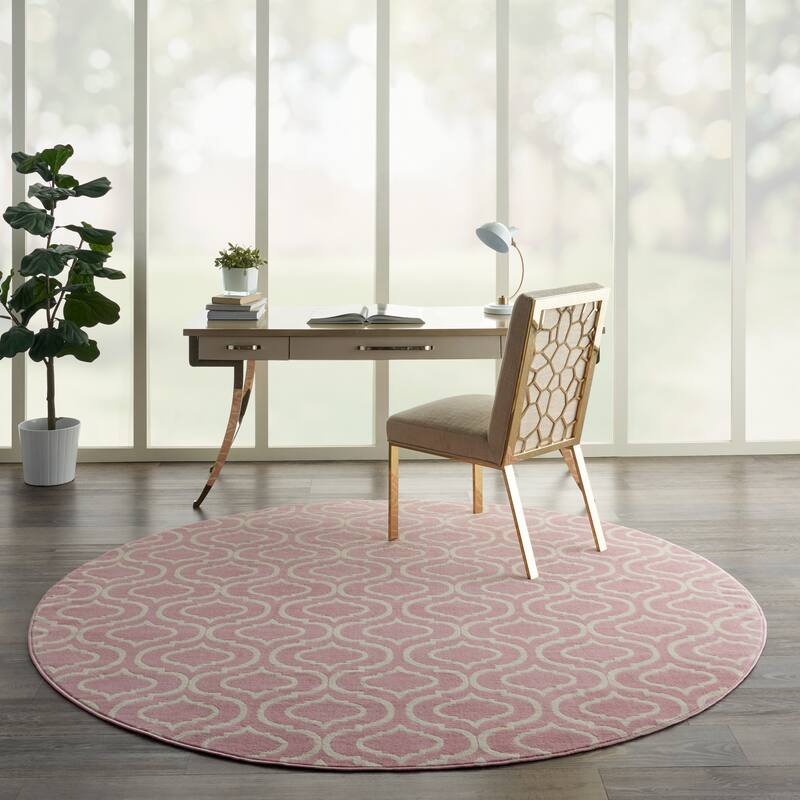 Nourison Jubilant Moroccan Trellis Area Rug - 8' Round - Pink