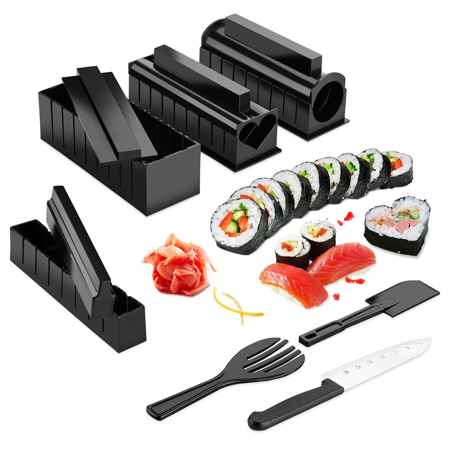 Agptek 11Pcs Sushi Making Kit ABS Plastic Sushi Rolls with Premium