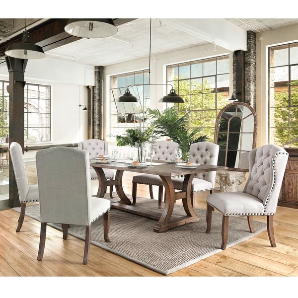 Shop Black Friday Deals On Furniture Of America Farmhouse Upholstered Dining Chairs Set Of 2 Overstock 19981922