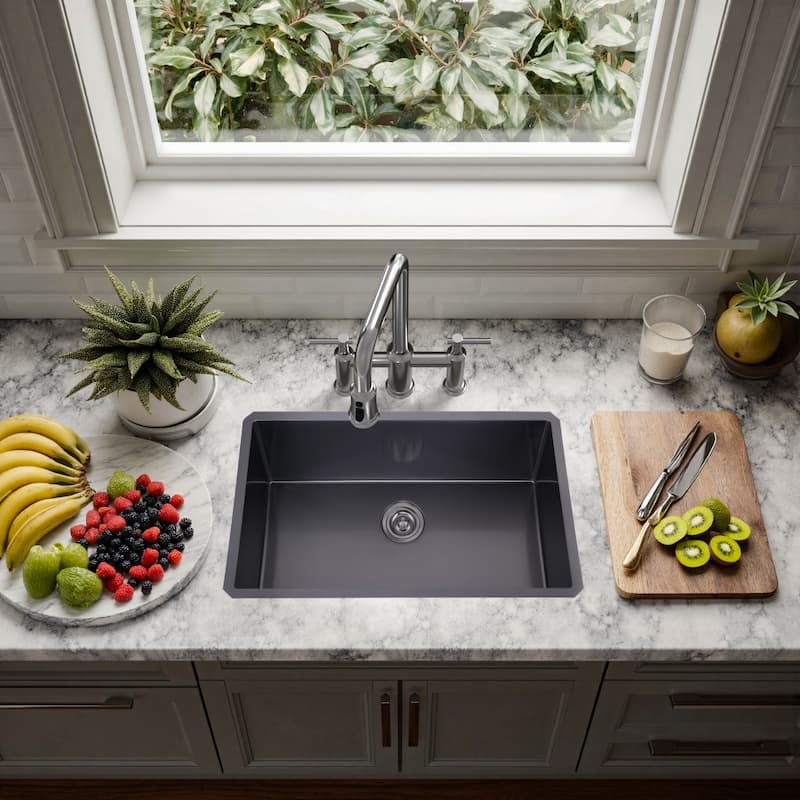 WOWOW Drop-In/Undermount Single Bowl Kitchen Sink