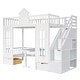 preview thumbnail 6 of 7, White Twin-over-Twin Bunk Bed with Changeable Table, Turn into Upper Bed and Down Desk with 2 Drawers