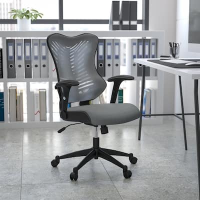 High-Back Mesh Swivel Office Chair with Padded Armrests