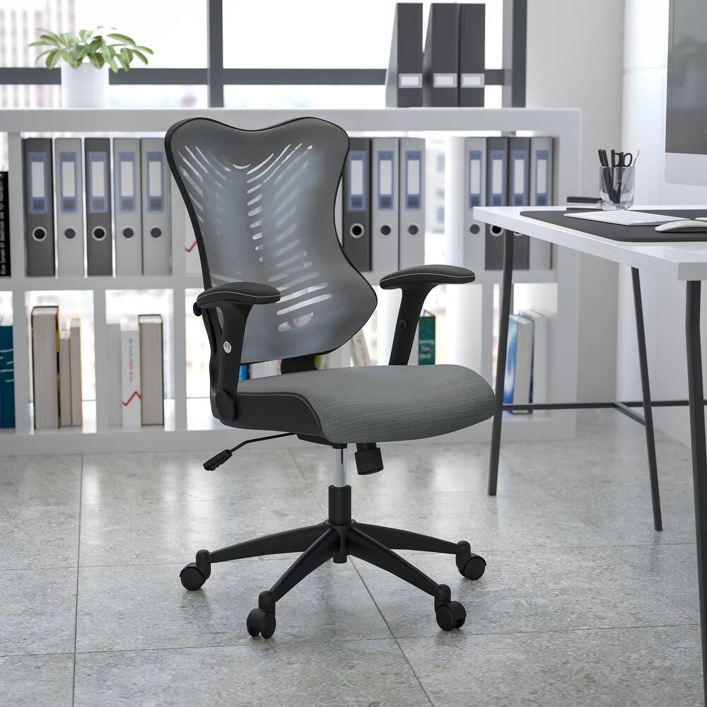 High-Back Mesh Swivel Office Chair with Padded Armrests