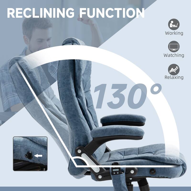 HOMCOM High Back Vibration Massage Office Chair with 6 Vibration Points, Beige