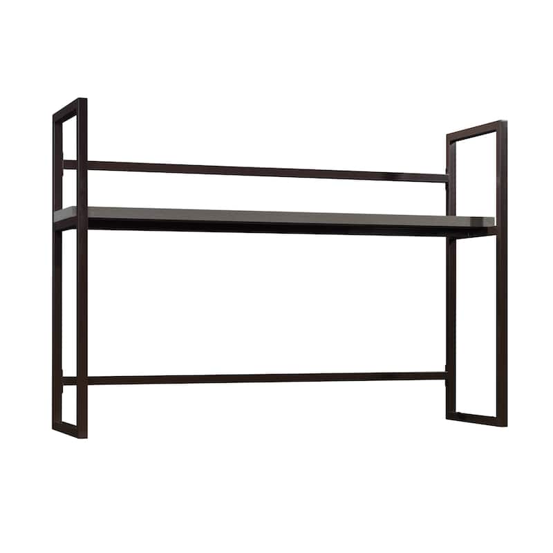 Wood Hutch with 1-Inch Thick Top, Brown - 60.00" W x 16.54" D x 42.28" H