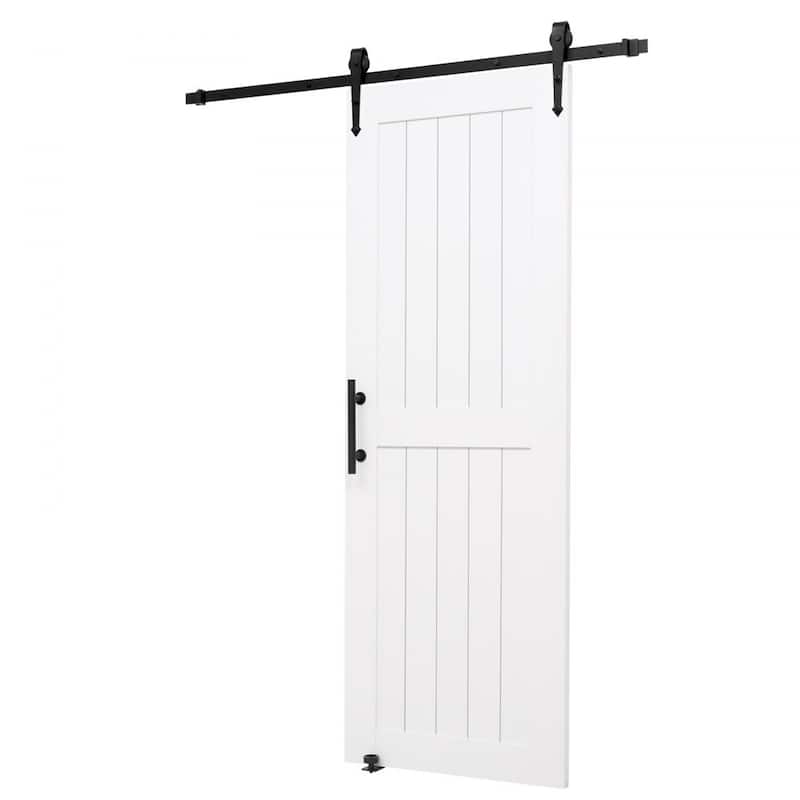 White MDF Pine Sliding Barn Door with Waterproof PVC Coating