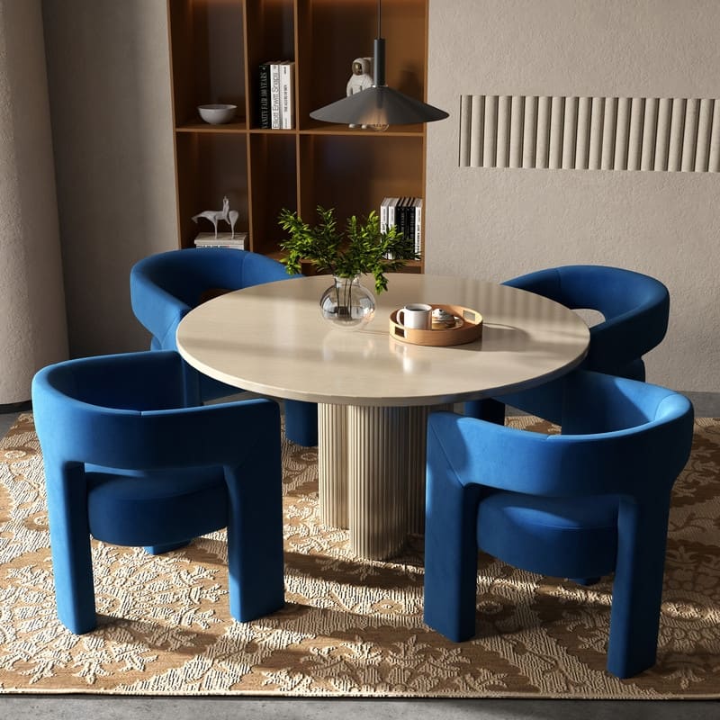 SEYNAR Modern Glam Velvet Upholstered Dining Chair, Open-Back Accent Chair Set of 4