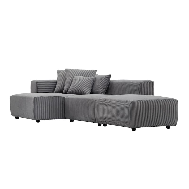 118.11'' L-Shaped 3-Seater Modular Sectional Sofa with 4 Included Throw Pillows, Perfect for Compact Living Spaces