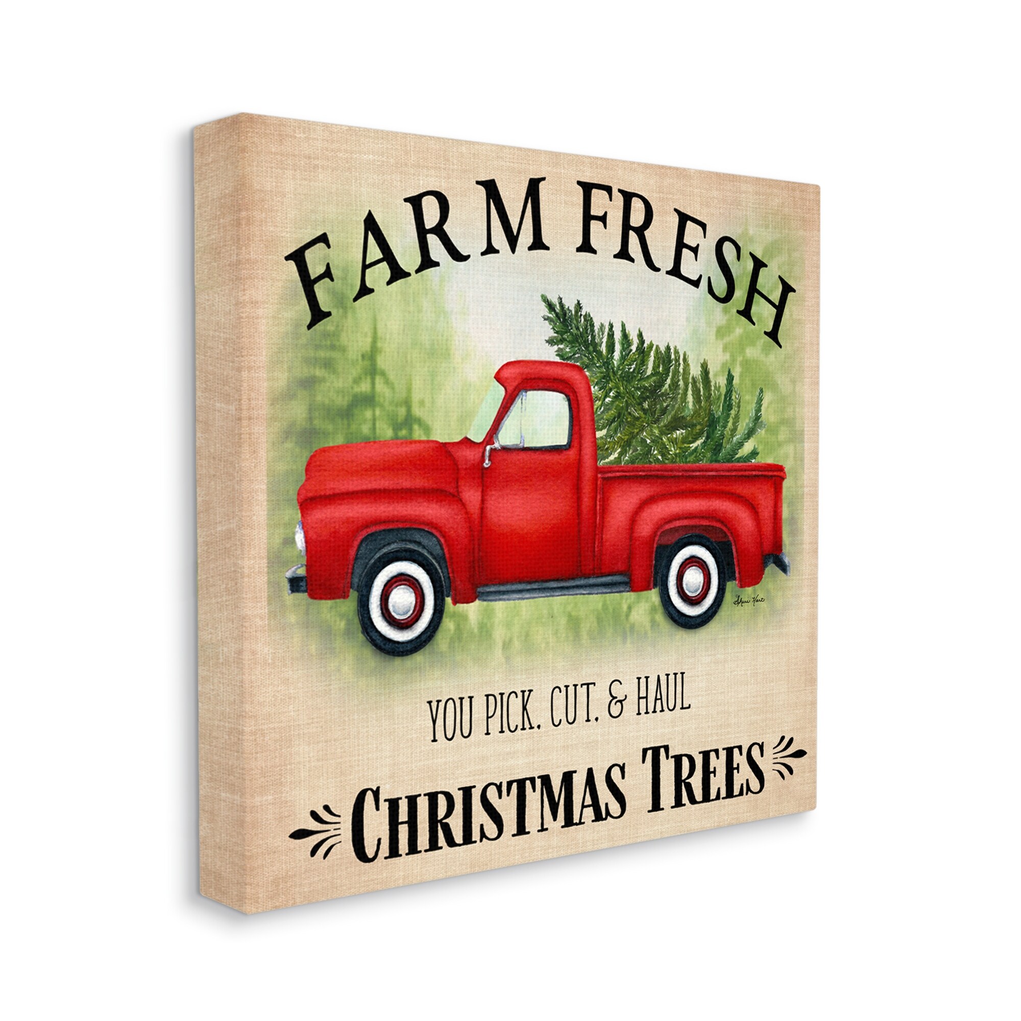 Shop Stupell Industries Holiday Red Truck Cut And Hull Christmas Trees Canvas Wall Art Multi Color Overstock 32077599