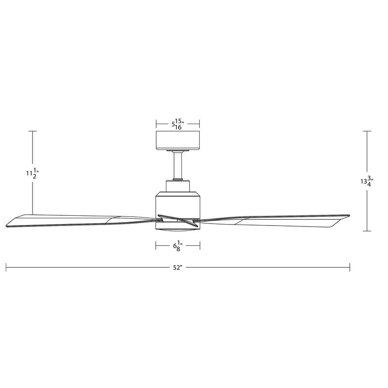 Clean Indoor/Outdoor 3-Blade Smart Ceiling Fan 52in with 3000K LED and Remote Control - 52
