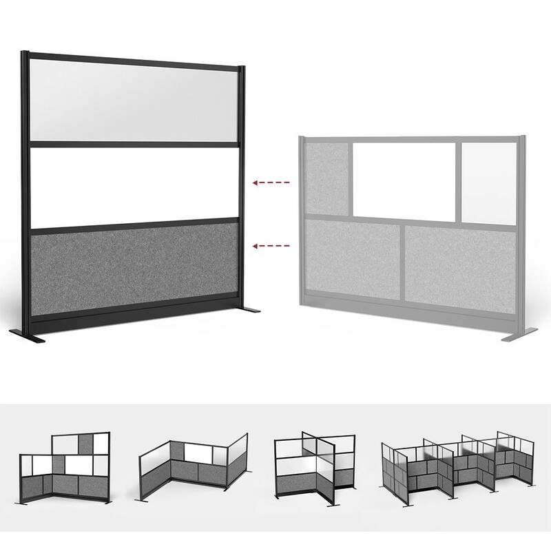 Modular Wall Room Divider System - Black Frame - 70" x 70" Starter Wall - Wide Paneling