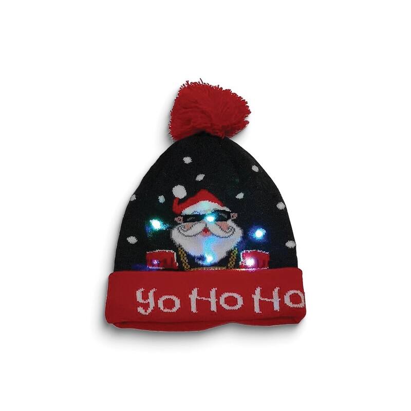 Curata Yo Ho Ho Santa with Sunglasses Led Lighted Beanie Hat