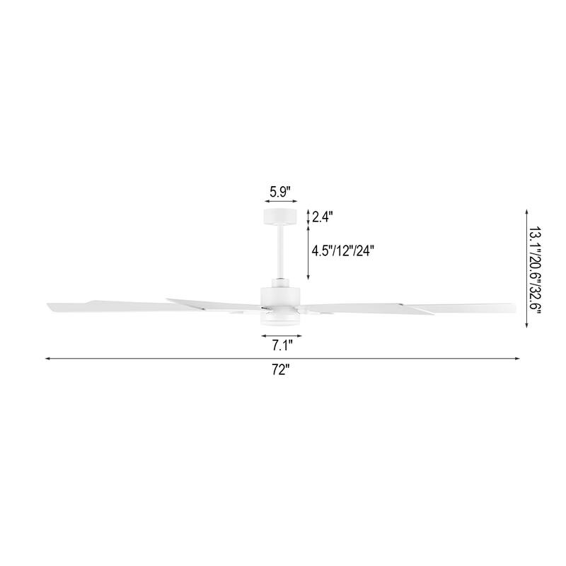 WINGBO 60-inch/72-inch 8-Blades Indoor DC Motor Ceiling Fan With LED Light and Remote Control