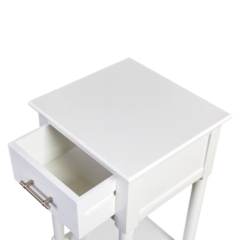 Azalea Park Ribbed Drawer Wood Accent Table with Shelf - 14 W x 13.40 D x 28 H