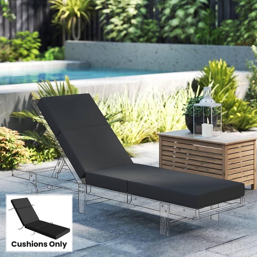Outsunny Chaise Lounge Cushion, 4" Thick Outdoor Lounge Chair Cushion with Non-Slip Ties