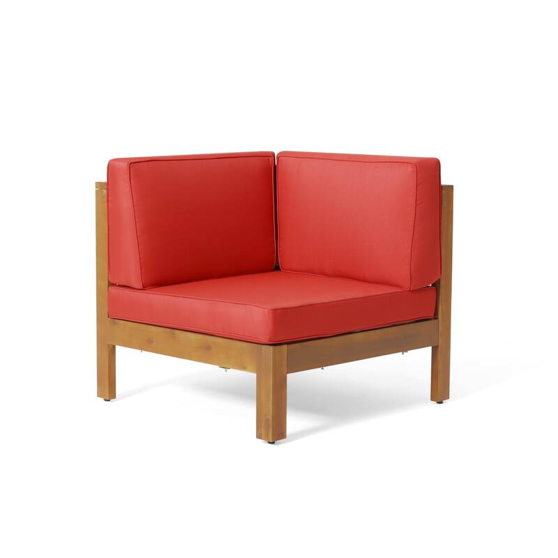 Brava Outdoor 11 Seater Acacia Wood Sectional Sofa and Club Chair Set by Christopher Knight Home