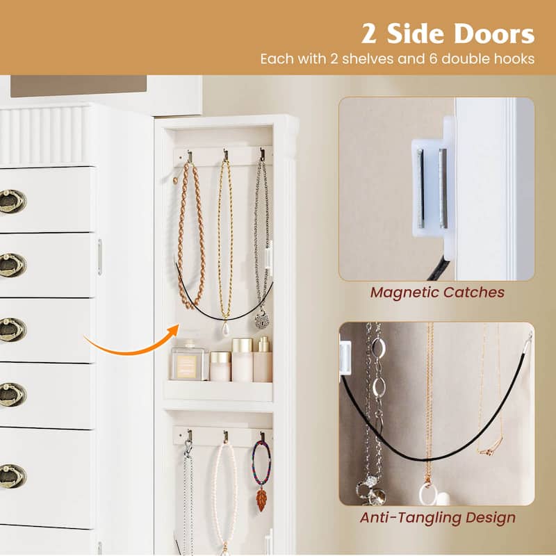 Costway Jewelry Cabinet Armoire Box Storage Chest Stand Organizer Wood - See Details