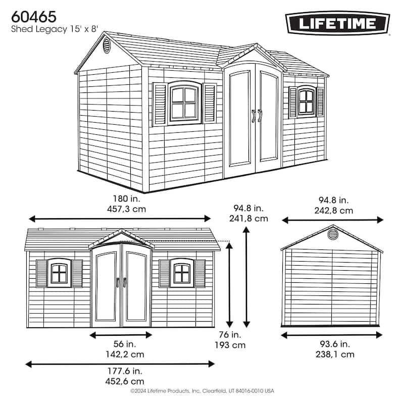 Lifetime Legacy 15 ft x 8 ft Outdoor Storage Shed (60465)