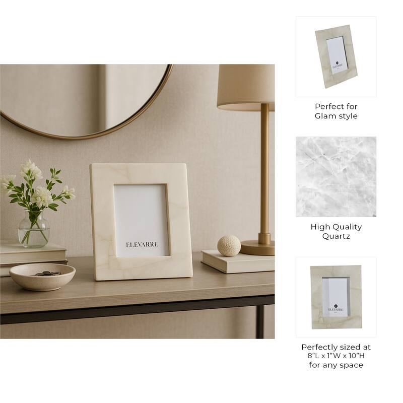 Quartz Rectangular Decorative Photo Frame - White