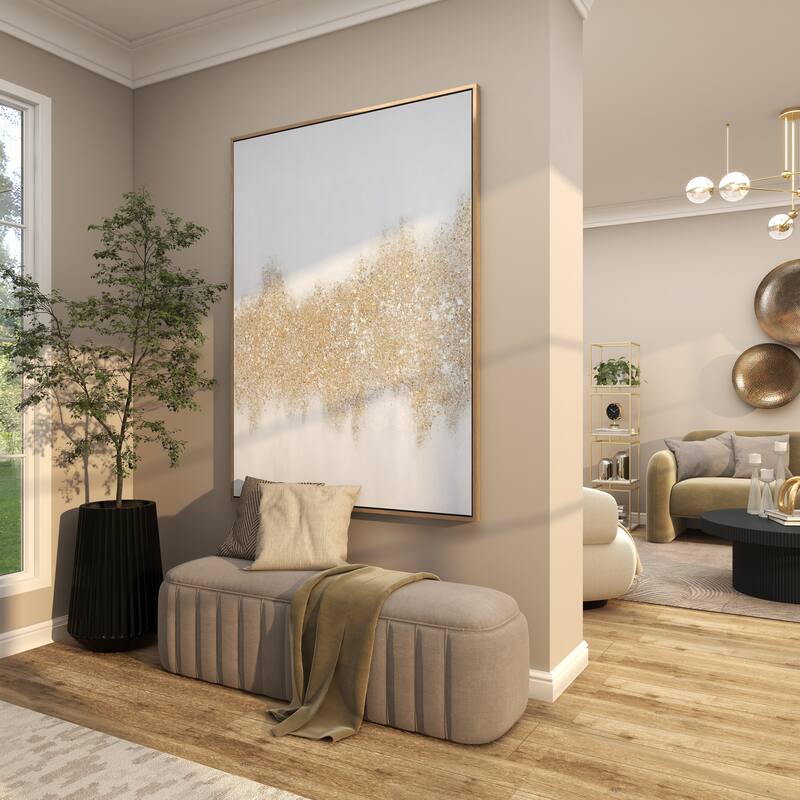 CosmoLiving by Cosmopolitan Canvas Glitter Flakes Geode Living Room Framed Wall Art with Gold Frame