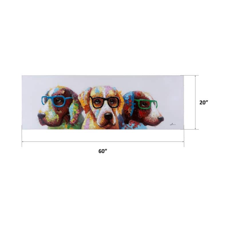 Yosemite Home Decor 'Cool Dogs' Original Hand-painted Wall Art - multi
