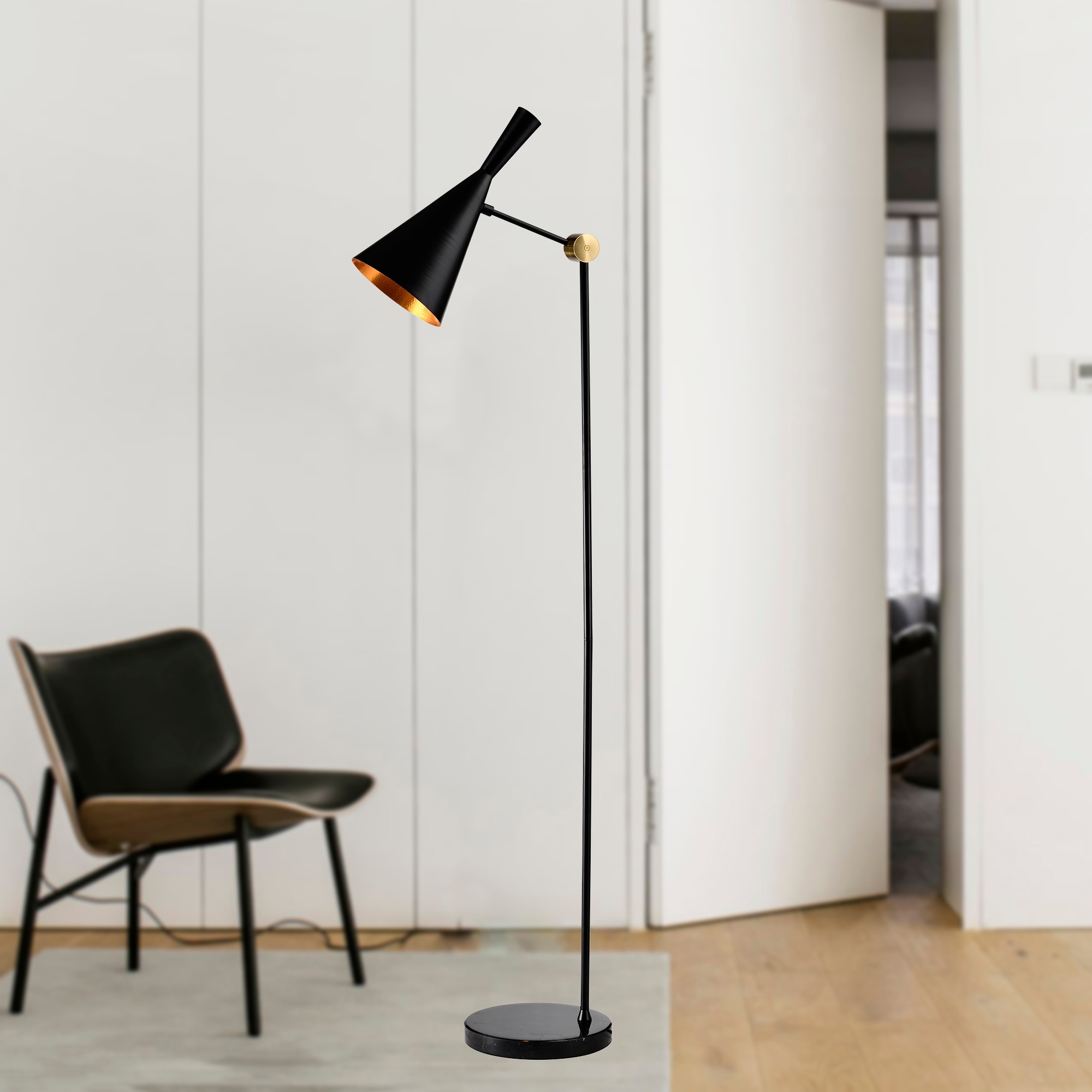 Warehouse of Tiffany Milena 11 Inch Matte Black Mid-Modern Floor Lamp