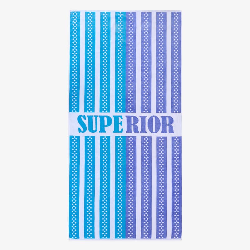 Superior Striped Cotton Fuzzy Velour Terry Large Oversized Beach Towel