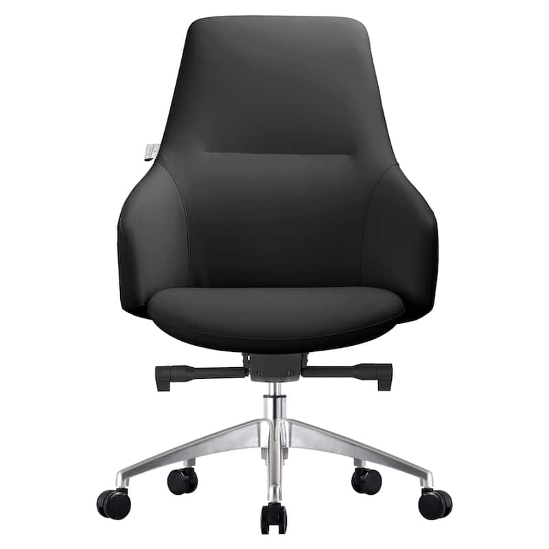 LeisureMod Celeste Office Chair in Upholstered Leather and Iron Frame