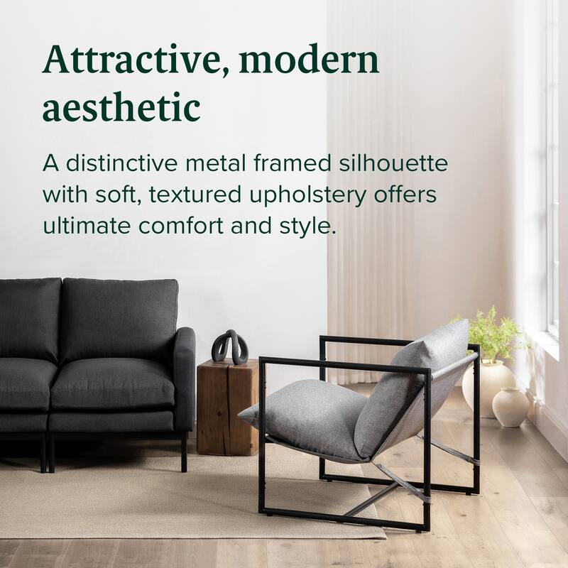 Priage by ZINUS Metal & Upholstered Sling Accent Chair