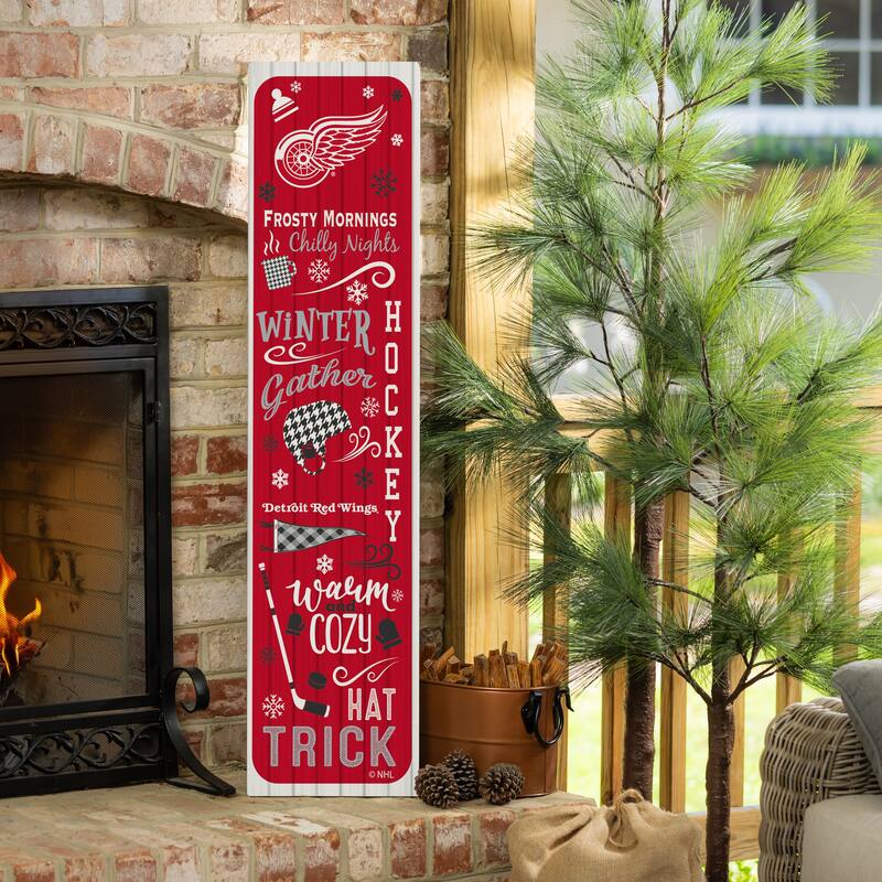 47" Double Sided Seasonal Porch Leaner, Detroit Red Wings - 47" x 11.25" - Winter