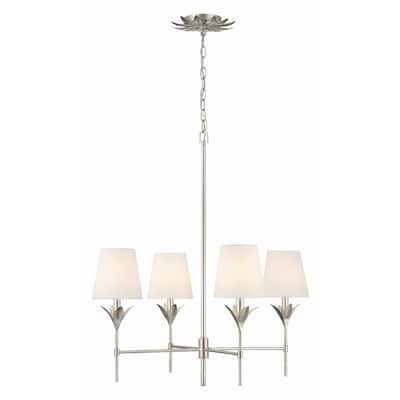 Broche 4 Light Antique Silver Chandelier - 28"W x 28"H x 28"D