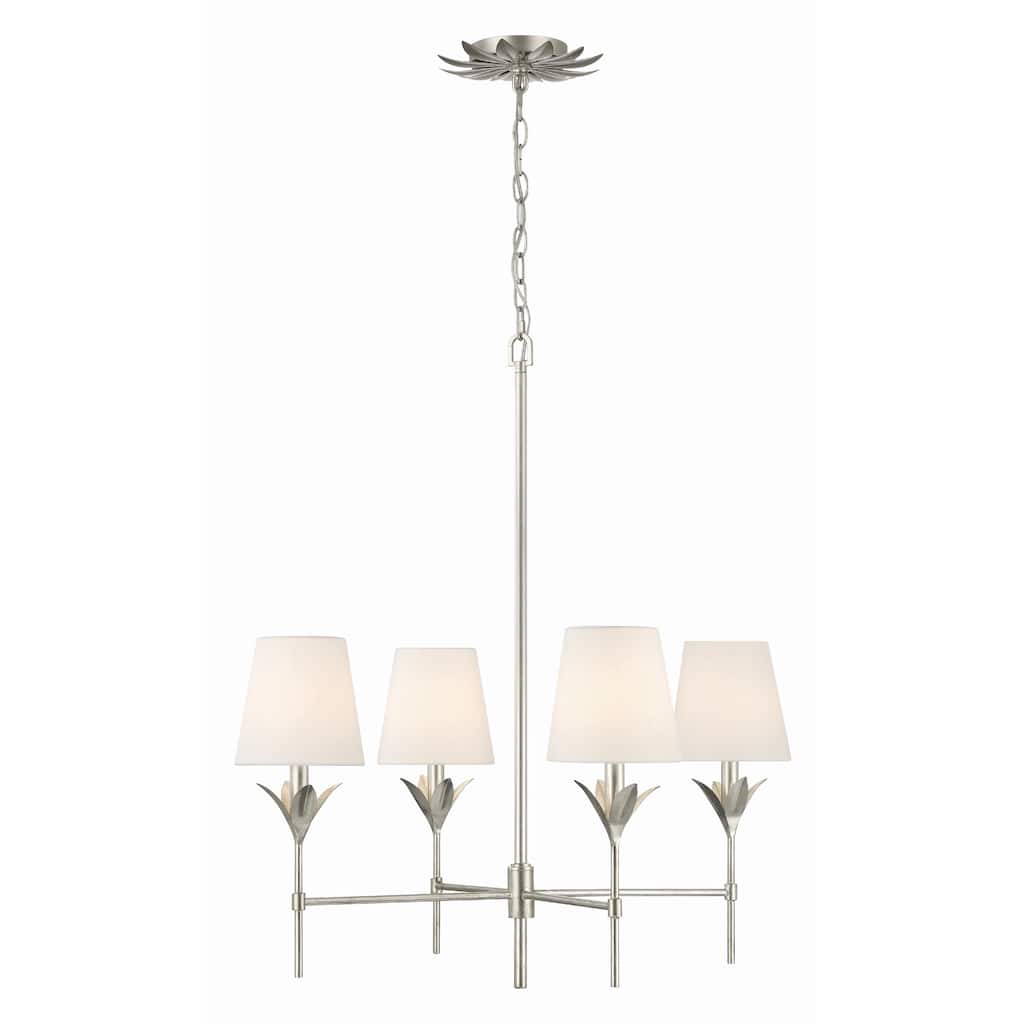 Broche 4 Light Antique Silver Chandelier - 28"W x 28"H x 28"D