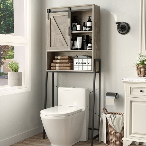VEIKOUS Bathroom Over The Toilet Storage Cabinet Organizer With Doors ...