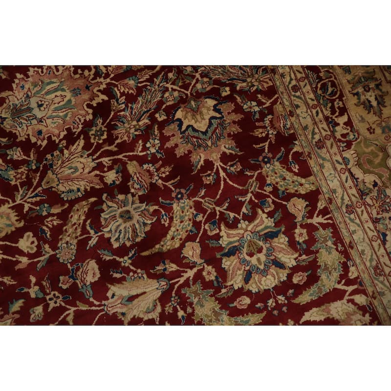 Hand Knotted Oriental 100% Wool Carpet Traditional Floral Red Agra Area Rug - 17' 1'' X 11' 10''