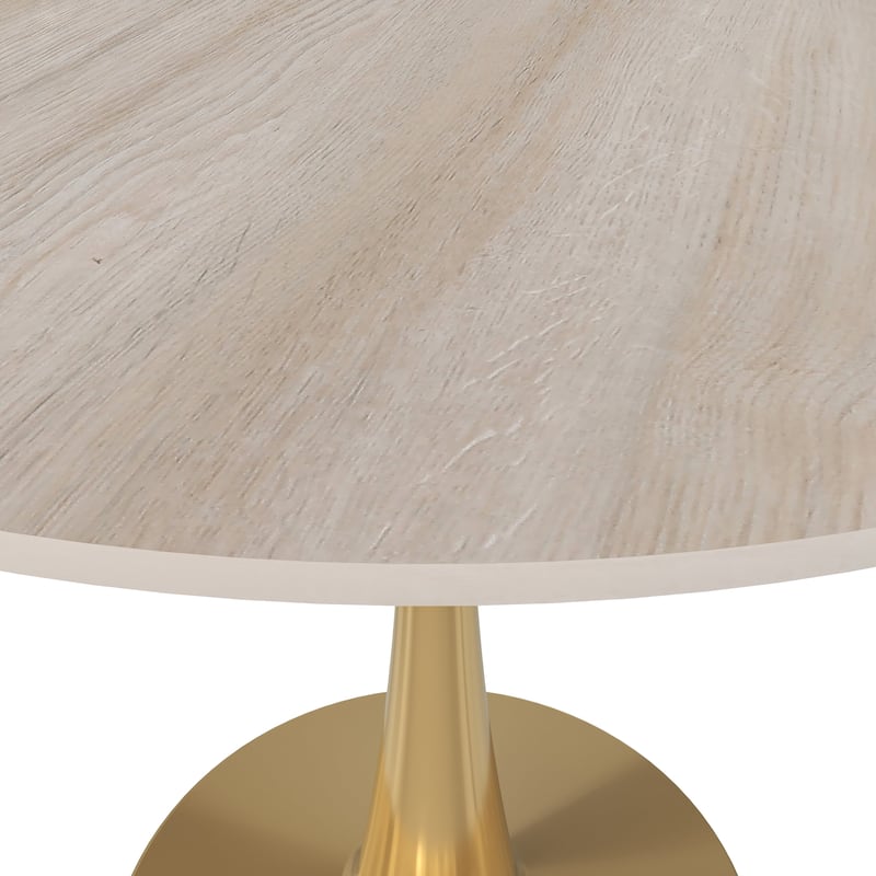Bristol 31" Round Dining Table for 4 with Sintered Stone Tabletop in Gold Steel Base for Kitchen & Dining Room