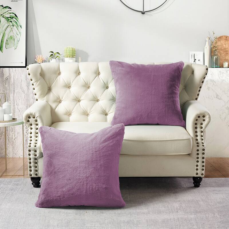 Serenta Heavy Fauxfur Pillow Shell 2 PC Set, NO INSERT - 26" x 26" - Wood Rose
