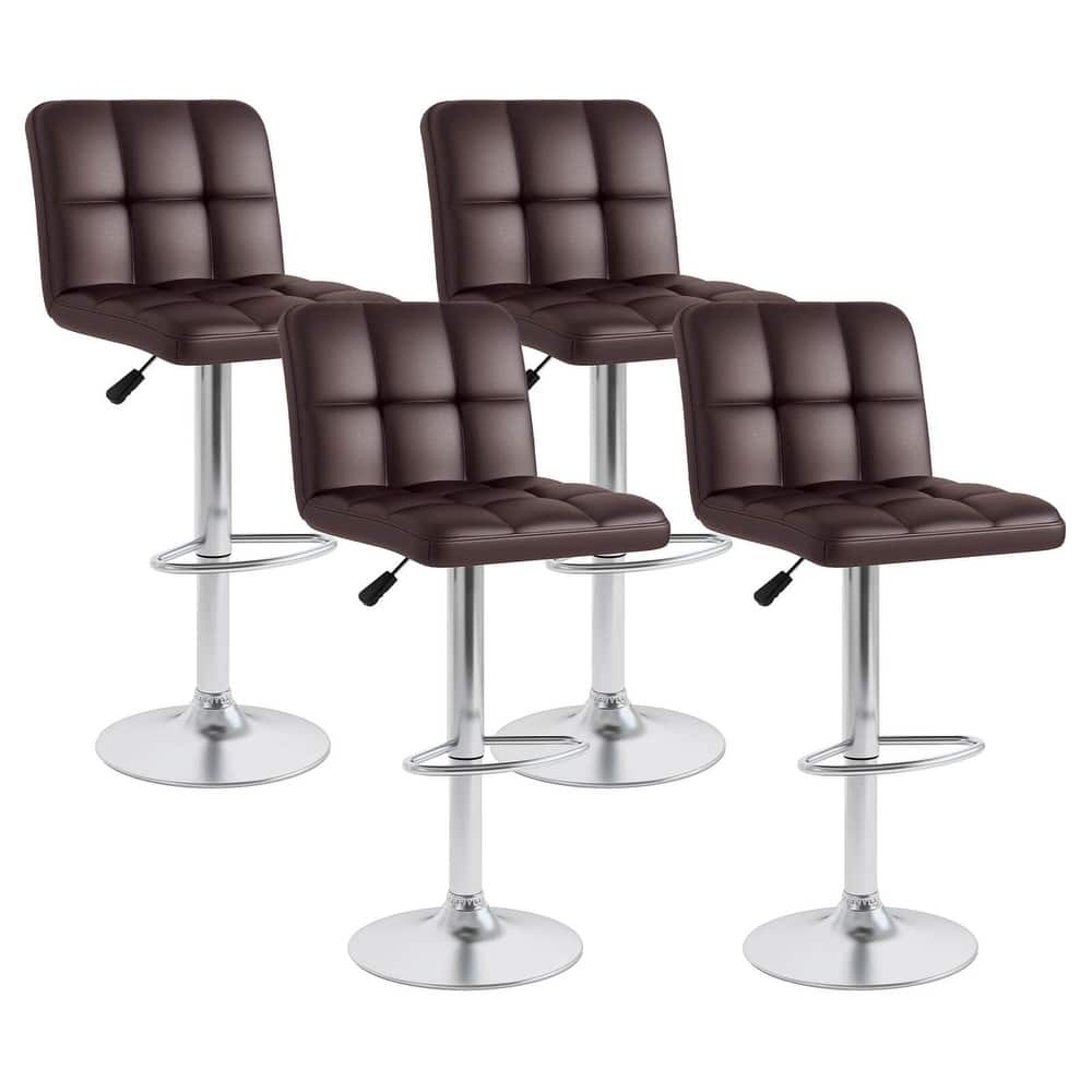 Costway Modern Swivel Bar Stools Set of 4 with Heavy-duty Metal Base & - See Details